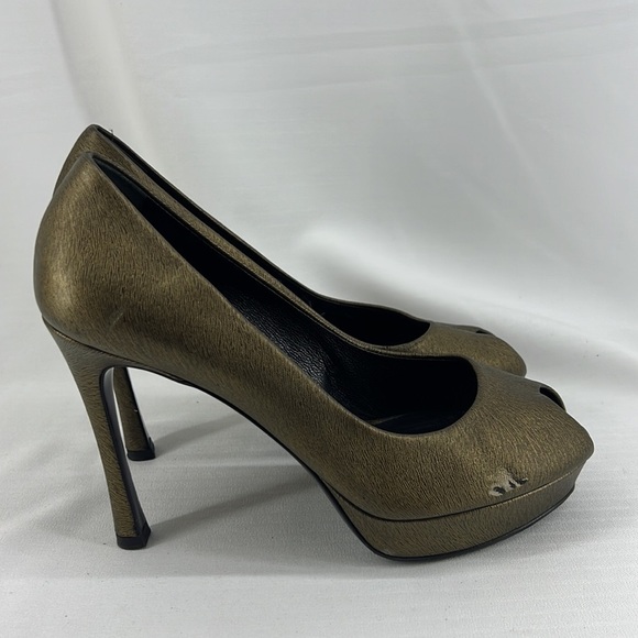 YSL Yves Saint Laurent open toe pumps heels bronze 38 - Picture 9 of 15